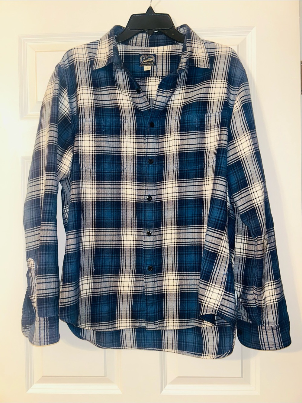 J. Crew J Crew Every Stitch Blue Plaid Flannel Button Down Top Shirt Large New